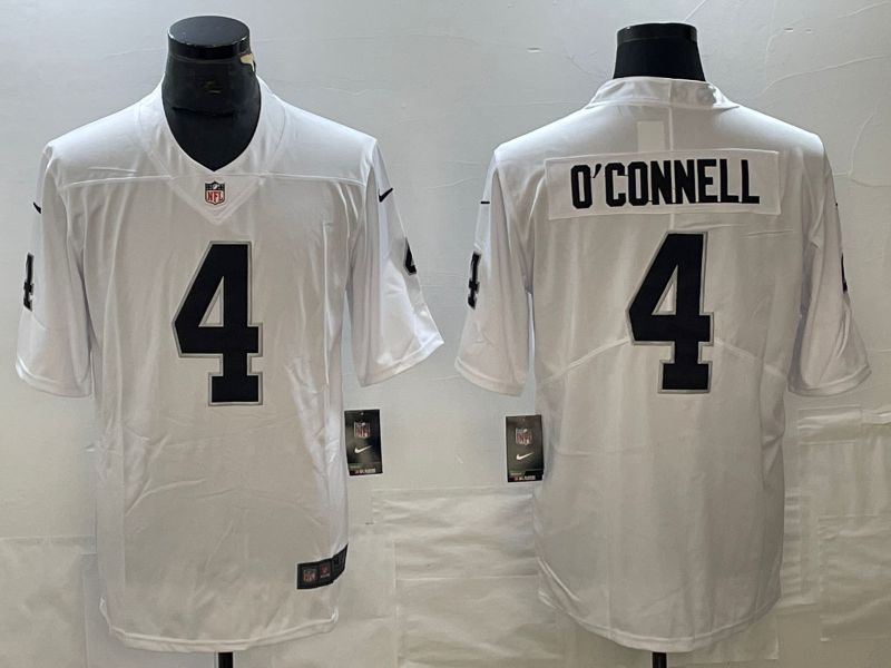 Men Oakland Raiders #4 OConnell White 2023 Nike Vapor Limited NFL Jersey style 1